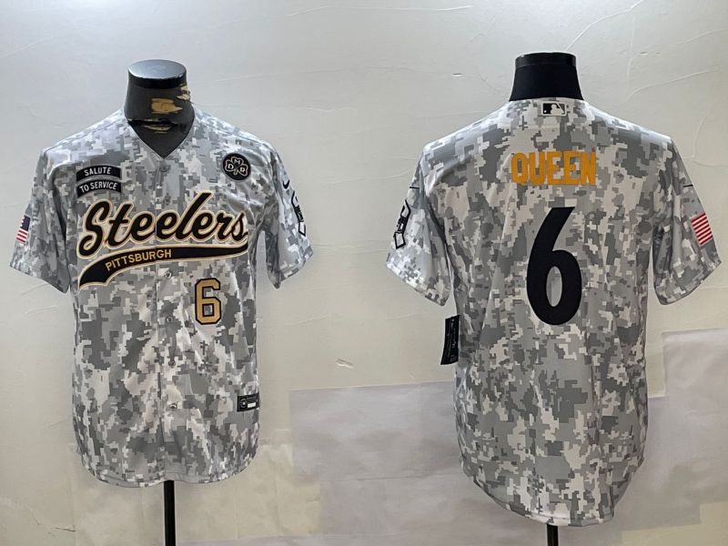 Men Pittsburgh Steelers 6 Queen Nike Arctic Camo 2024 Salute to Service Limited NFL Jersey style 4